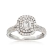 Henri Daussi .80 ct. t.w. Diamond Double Halo Engagement Ring in 18kt White Gold