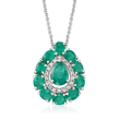 2.00 ct. t.w. Emerald and .10 ct. t.w. Diamond Pendant Necklace in 18kt White Gold