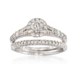 1.20 ct. t.w. Diamond Bridal Set: Engagement and Wedding Rings in 14kt White Gold