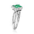 C. 1990 Vintage Gregg Ruth .51 ct. t.w. Emerald Clover Ring with .36 ct. t.w. Diamonds in 18kt White Gold