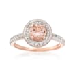 .60 Carat Morganite and .28 ct. t.w. White Zircon Halo Ring in 14kt Rose Gold Over Sterling