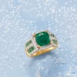 3.70 ct. t.w. Emerald and .40 ct. t.w. White Topaz Ring in 18kt Gold Over Sterling