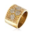 C. 1980 Vintage 1.50 ct. t.w. White and Yellow Pave Diamond Ring in 14kt Yellow Gold