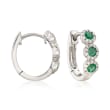 .20 ct. t.w. Emerald and .20 ct. t.w. Diamond Huggie Hoop Earrings 