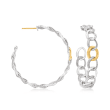 Judith Ripka &quot;Eternity&quot; Sterling Silver and 18kt Yellow Gold Multi-Link Hoop Earrings