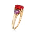 Fire Opal and 1.20 ct. t.w. Purple Rhodolite Ring in 14kt Yellow Gold 