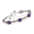 4.90 ct. t.w. Amethyst Bracelet in Sterling Silver and 14kt Yellow Gold