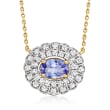 .90 Carat Tanzanite and .29 ct. t.w. Diamond Necklace in 14kt Yellow Gold