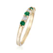 .30 ct. t.w. Emerald and .20 ct. t.w. Diamond Ring in 14kt Yellow Gold