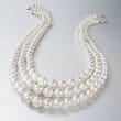 6-12mm Shell Pearl Graduated Three-Strand Necklace with Sterling Silver