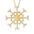 .25 ct. t.w. Diamond Snowflake Pendant Necklace in Sterling Silver and 18kt Gold Over Sterling
