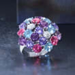 C. 1990 Vintage 7.10 ct. t.w. Multi-Gem and .15 ct. t.w. Diamond Ring in 18kt White Gold