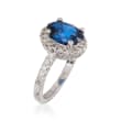 2.85 Carat Sapphire and .55 ct. t.w. Diamond Ring in 14kt White Gold