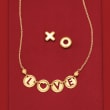 Italian 14kt Yellow Gold &quot;Love&quot; Cutout Disc Necklace