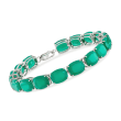 Cushion-Cut Green Chalcedony Tennis Bracelet in Sterling Silver