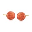 10-10.5mm Coral Stud Earrings in 14kt Yellow Gold