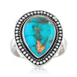 Pear Turquoise Cabochon Ring in Sterling Silver