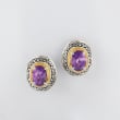 1.70 ct. t.w. Amethyst Earrings in Sterling Silver and 14kt Yellow Gold