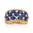 2.70 ct. t.w. Sapphire and .20 ct. t.w. Diamond Ring in 14kt Yellow Gold