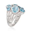 4.90 ct. t.w. Tonal Blue Topaz Ring with .10 ct. t.w. White Topaz in Sterling Silver