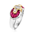 C. 1980 Vintage 1.96 ct. t.w. Ruby and .50 ct. t.w. Diamond Ring in Platinum and 18kt Yellow Gold
