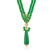 Italian 150.00 ct. t.w. Green Quartz Double-Strand Necklace with Pearls in 18kt Gold Over Sterling