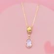 3.20 Carat Amethyst Pendant Necklace with Diamond Accent in 14kt Yellow Gold
