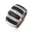 Belle Etoile &quot;Regal&quot; Black Onyx and .70 ct. t.w. CZ Ring in Sterling Silver
