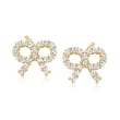 Child's .20 ct. t.w. CZ Ribbon Earrings in 14kt Yellow Gold