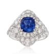 C. 2000 Vintage 2.60 Carat Sapphire and 1.26 ct. t.w. Diamond Ring in 18kt White Gold