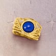 Lapis Textured Openwork Ring in 18kt Gold Over Sterling
