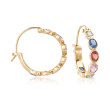 2.80 ct. t.w. Multicolored Sapphire Hoop Earrings in 18kt Yellow Gold Over Sterling Silver