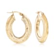 Italian Chevron-Patterned Hoop Earrings in 14kt Yellow Gold