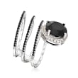 Black Onyx and .90 ct. t.w. Black Spinel Ring with .40 ct. t.w. White Topaz in Sterling