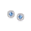 Swarovski Crystal &quot;Angelic&quot; Blue and Clear Square Crystal Stud Earrings in Silvertone
