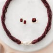 Cultured Baroque Pearl and 43.00 ct. t.w. Garnet Necklace in 14kt Yellow Gold