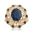 4.20 ct. t.w. Saphire Scrolled Ring in 14kt Yellow Gold