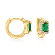 .70 ct. t.w. CZ and .60 ct. t.w. Simulated Emerald Jewelry Set: Three Pairs of Hoop Earrings in 18kt Gold Over Sterling