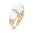 5.5-10x8-9mm White Agate Ring in 14kt Yellow Gold with Diamond Accents