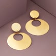 Italian 14kt Yellow Gold Open Circle Drop Earrings