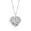 Sterling Silver Heart Locket Necklace with Diamond Accent