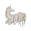 2.55 ct. t.w. White Topaz Unicorn Pin with Sky Blue Topaz and 14kt Gold in Sterling Silver