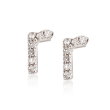 Diamond Accent Lowercase Block Initial Stud Earrings in Sterling Silver