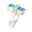 Andrea Candela &quot;Ilusion&quot; 3.80 ct. t.w. Blue Topaz and Diamond Ring in 18kt Gold and Sterling