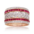 C. 1980 Vintage 1.50 ct. t.w. Ruby and .30 ct. t.w. Diamond Ring in 18kt Yellow Gold