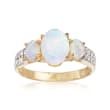 Opal and .20 ct. t.w. White Topaz Ring in 18kt Gold Over Sterling