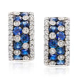 C. 1990 Vintage Gregg Ruth 3.10 ct. t.w. Sapphire and 1.27 ct. t.w. Diamond Curved Earrings in 18kt White Gold 