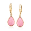 Pink Opal Teardrop Earrings in 18kt Gold Over Sterling