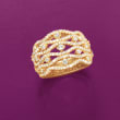 1.20 ct. t.w. Diamond Wavy Ring in 14kt Gold Over Sterling