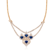 C. 1980 Vintage 11.85 ct. t.w. Diamond and 8.00 ct. t.w. Sapphire Necklace in 18kt Yellow Gold